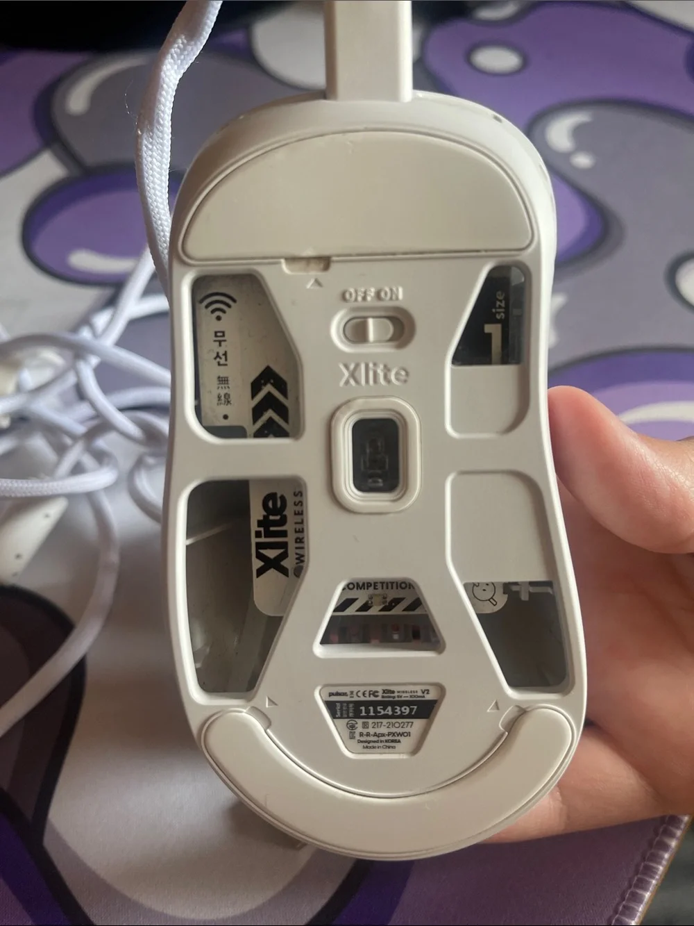 Gaming mouse, Pulsar Xlite V2 honeycomb with USB Cable.